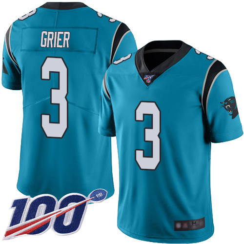 Carolina Panthers Limited Blue Youth Will Grier Alternate Jersey NFL Football #3 100th Season Vapor Untouchable